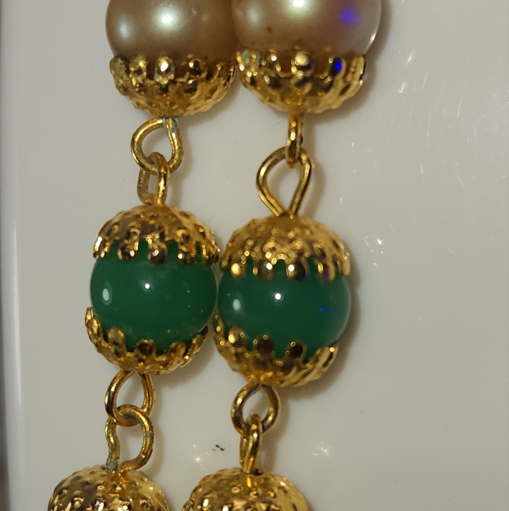 #2014, Miriam Haskell, Jade And Pearls Art Deco E… - image 5